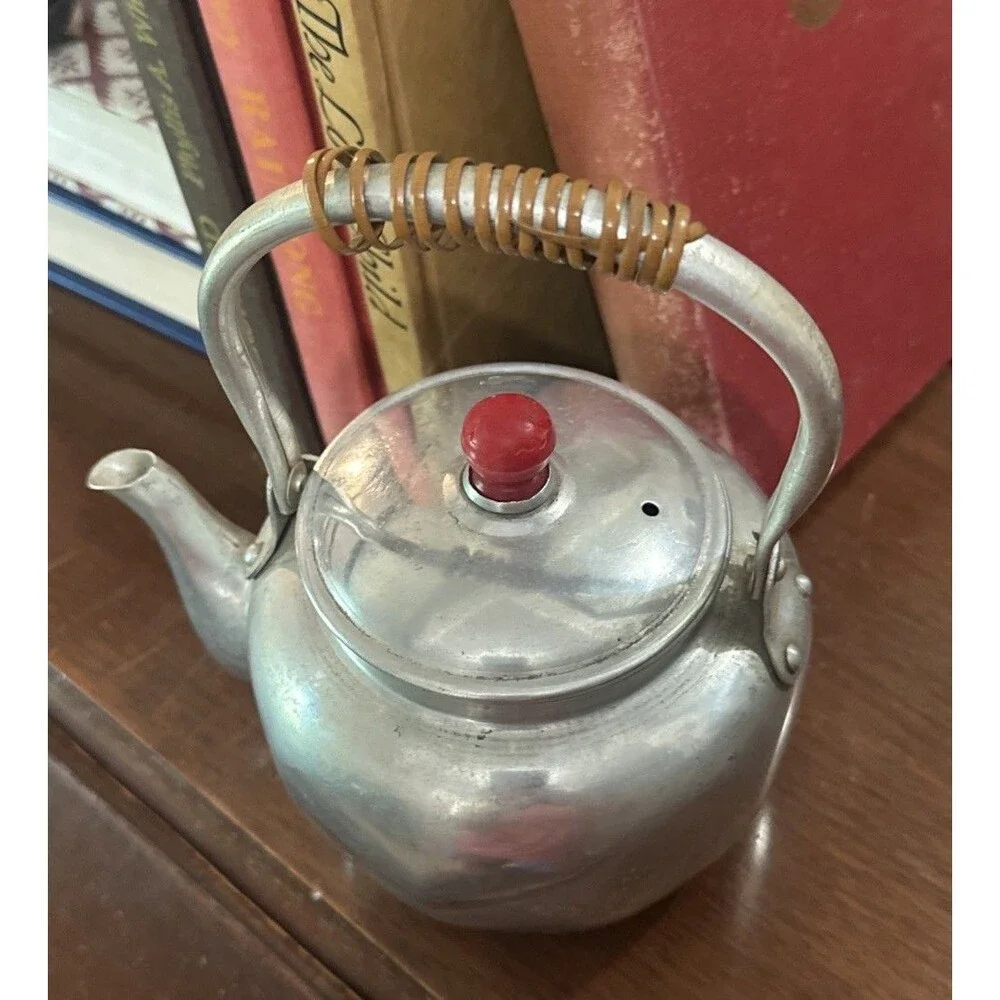 Vintage Small Aluminum Teapot Made in Japan Knob on Lid